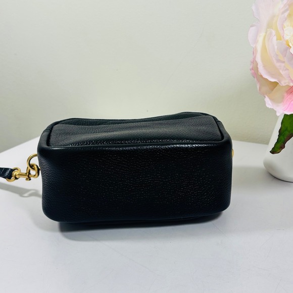 Tory Burch Purse Black Perry Bombe Mini Bag Pebbled Leather Crossbody Gold - Picture 5 of 9